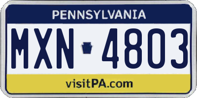 PA license plate MXN4803