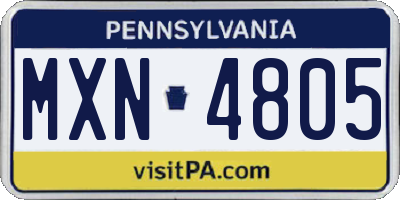 PA license plate MXN4805