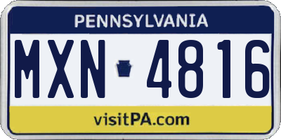 PA license plate MXN4816