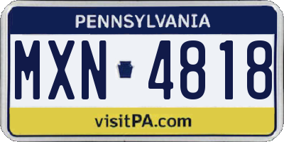 PA license plate MXN4818