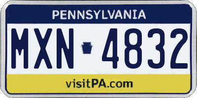 PA license plate MXN4832