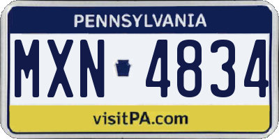 PA license plate MXN4834