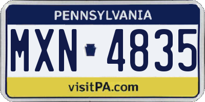 PA license plate MXN4835