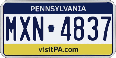 PA license plate MXN4837