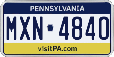 PA license plate MXN4840