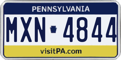 PA license plate MXN4844