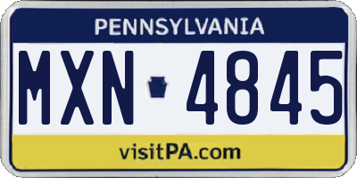 PA license plate MXN4845