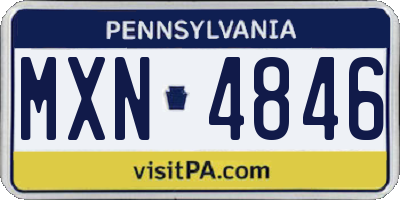 PA license plate MXN4846