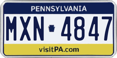 PA license plate MXN4847