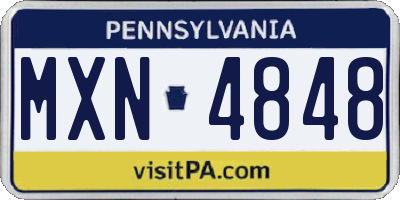 PA license plate MXN4848