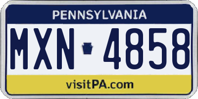 PA license plate MXN4858