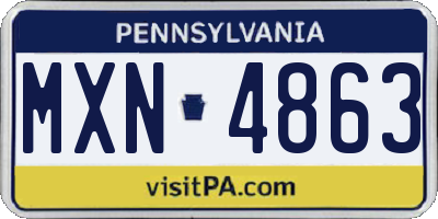 PA license plate MXN4863