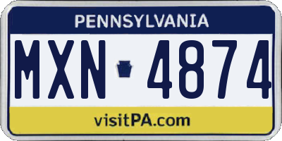 PA license plate MXN4874