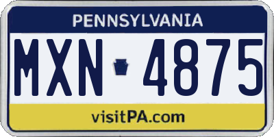 PA license plate MXN4875