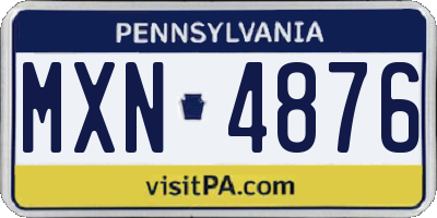 PA license plate MXN4876