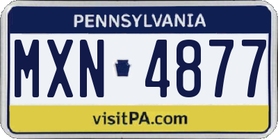 PA license plate MXN4877