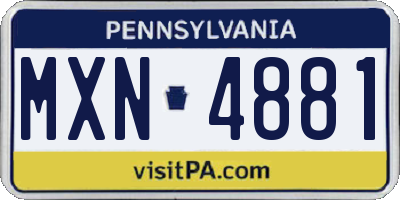 PA license plate MXN4881