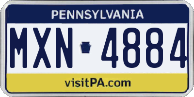 PA license plate MXN4884