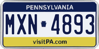 PA license plate MXN4893