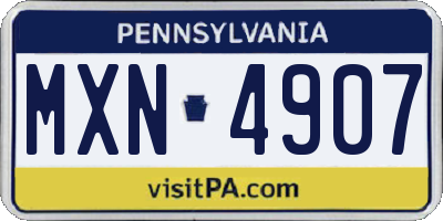 PA license plate MXN4907