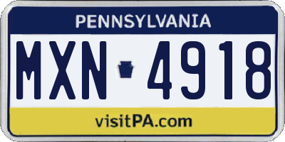 PA license plate MXN4918