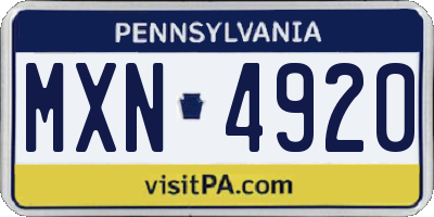 PA license plate MXN4920