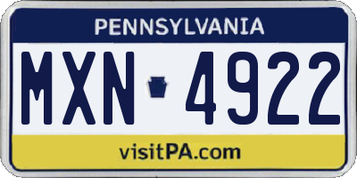PA license plate MXN4922