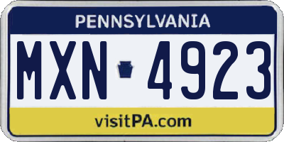 PA license plate MXN4923