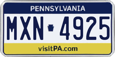 PA license plate MXN4925