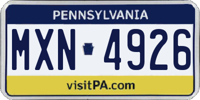 PA license plate MXN4926