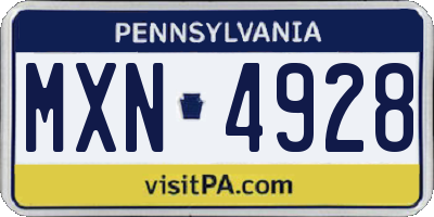 PA license plate MXN4928