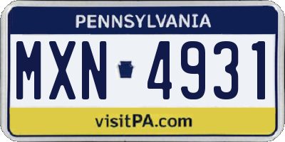 PA license plate MXN4931