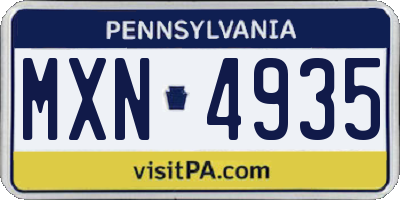 PA license plate MXN4935