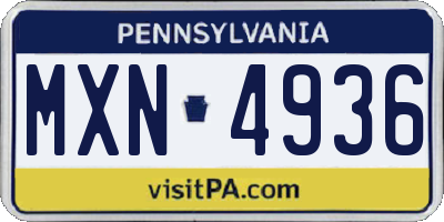 PA license plate MXN4936