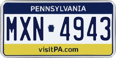 PA license plate MXN4943