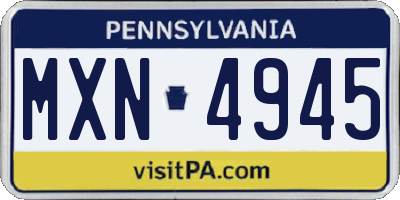 PA license plate MXN4945