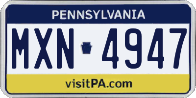 PA license plate MXN4947