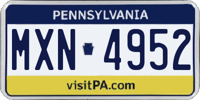 PA license plate MXN4952