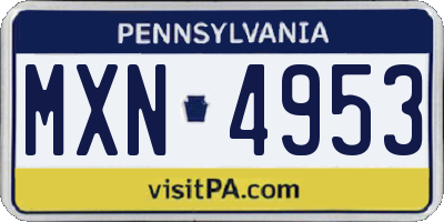 PA license plate MXN4953
