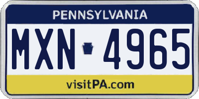 PA license plate MXN4965