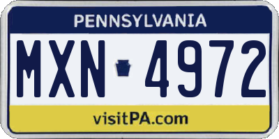 PA license plate MXN4972