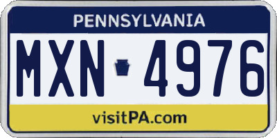 PA license plate MXN4976