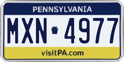 PA license plate MXN4977