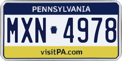 PA license plate MXN4978
