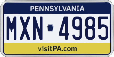 PA license plate MXN4985