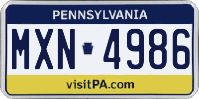PA license plate MXN4986