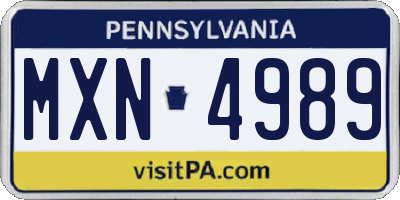 PA license plate MXN4989