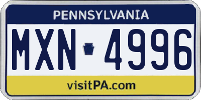 PA license plate MXN4996