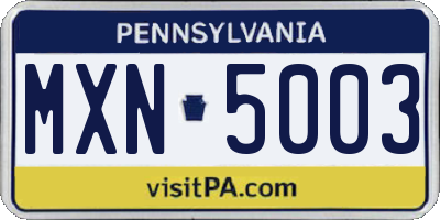 PA license plate MXN5003