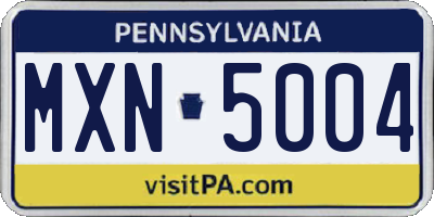 PA license plate MXN5004